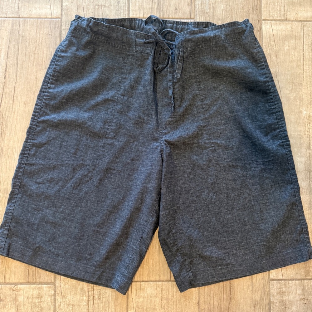Prana Sutra Shorts Mens XL Charcoal Gray Hemp Blend Yoga Climbing Relaxed Fit